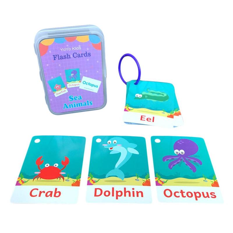 Montessori Cartoon Language Learning Cards Kids Early Development Learning Educational Language Training Ognitive Memory Cards