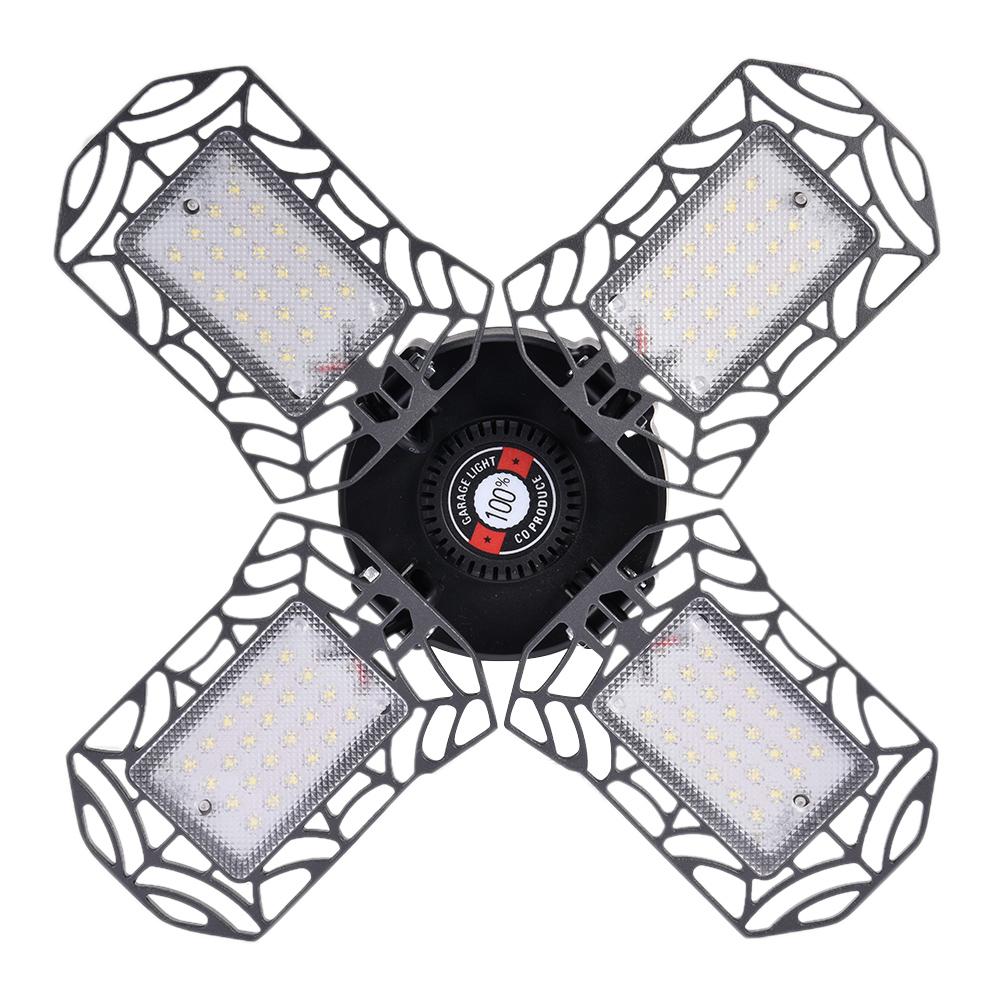 E27 4 Panel LED Garage Lighting Foldable AC85-265V 120W 96LED Deformable Garage Ceiling Light 12000LM 6000-6500K for parking lot
