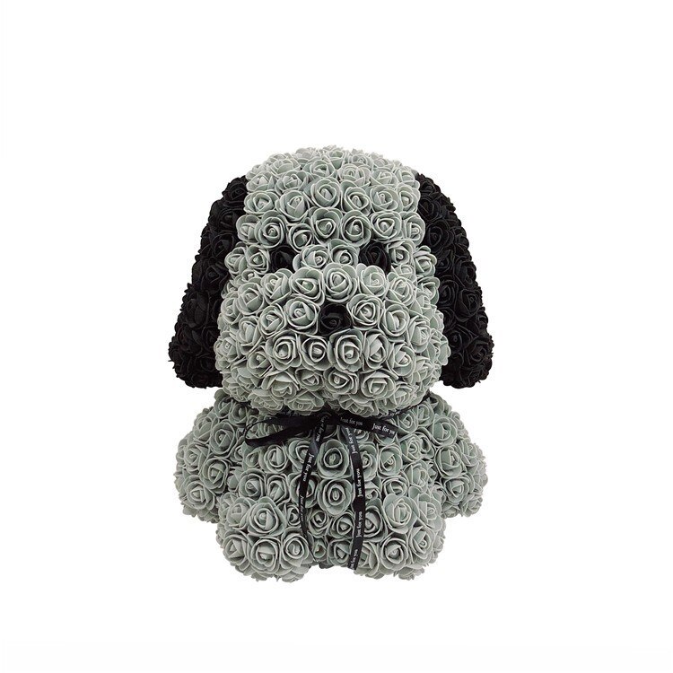38cm rose huba hund bamse rose blomst kunstig dekorasjon jul til kvinner valentines: Grå / 25cm
