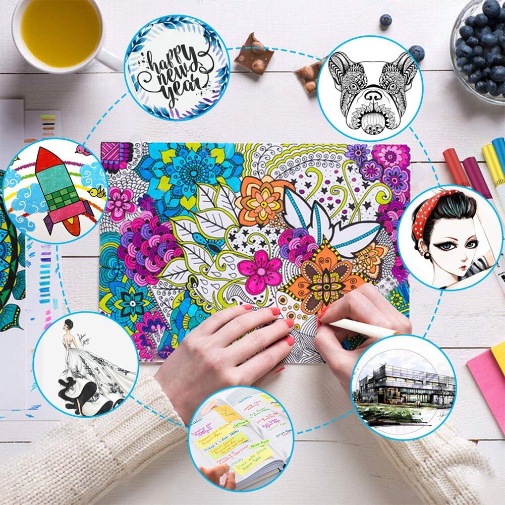 24 Colors Dual Tip Brush Marker Pens Art Watercolor Fineliner Drawing Painting Stationery For Coloring Manga School Supplies