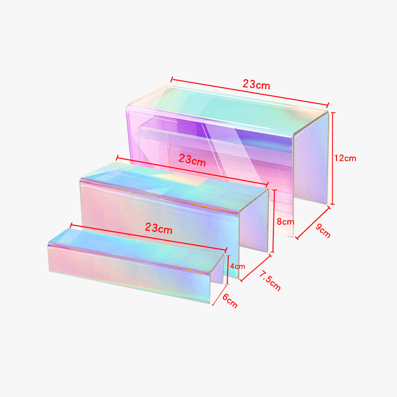 Iridescent Display Risers Shelf for Collectibles Organizer Jewelry Cosmetic Perfume Stand Action Figure Shoes Display for Table