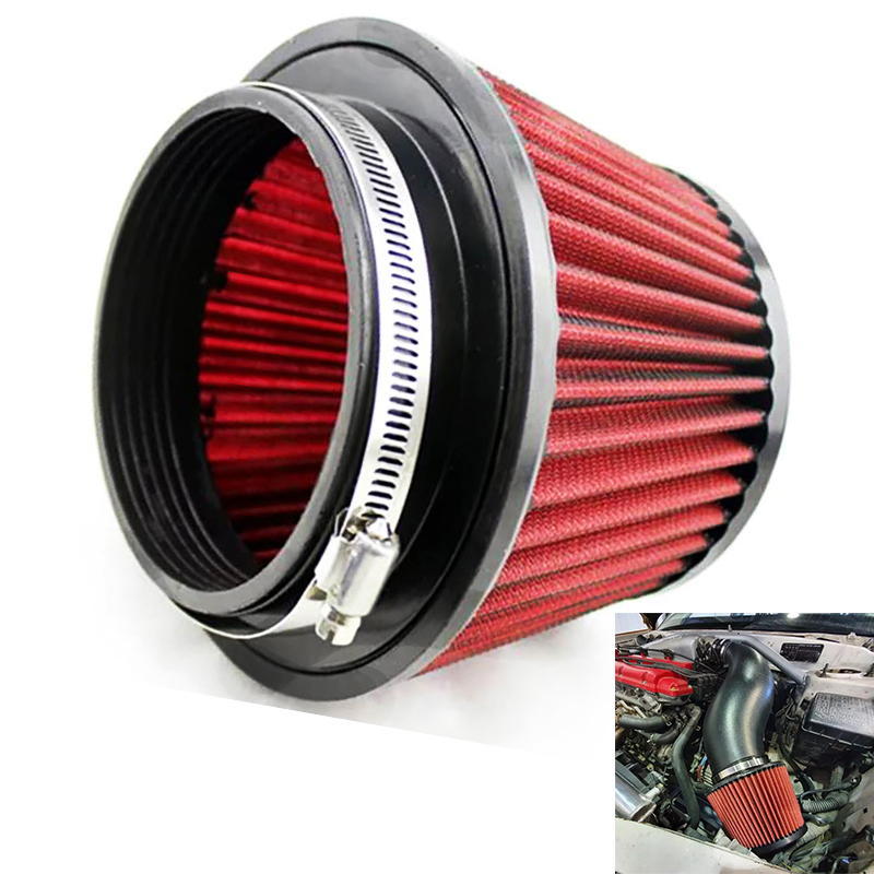 Filtro de aire de 115mm para entrada de coche, filtro de aire con cabeza de seta modificado reutilizable, accesorios para coche de estilo Universal, rojo y azul