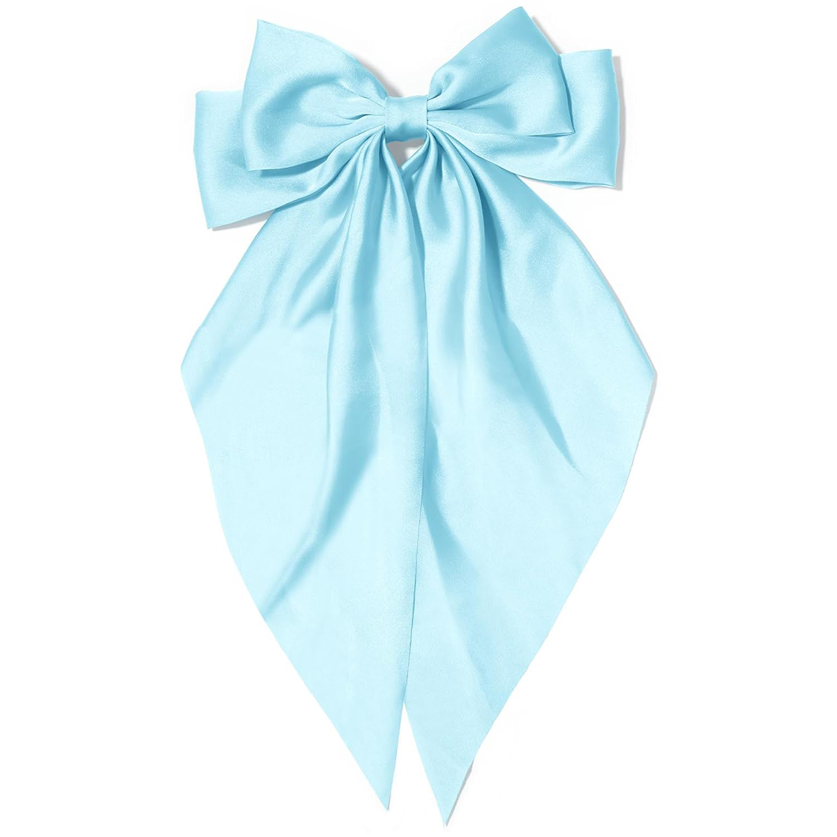 Grampo de cabelo com laço rosa feminino, grande laço de cetim branco, clipe de jacaré de cauda longa, laço de cabelo grande para meninas adequado para aniversário de casamento dan: CÉU AZUL