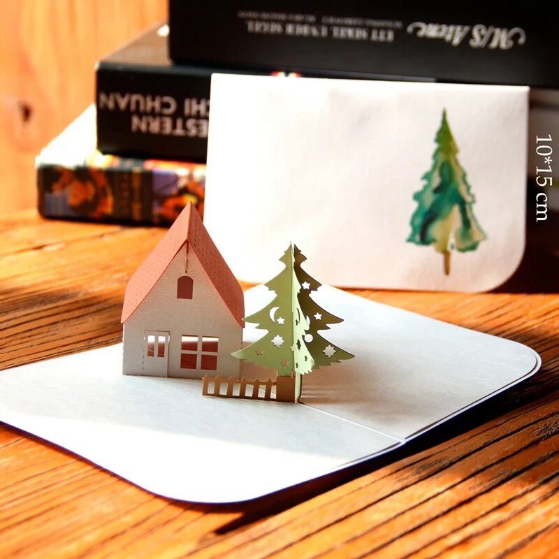Three-dimensional Greeting Card 3d Three-dimensional House And Tree Blessing Card Graduation Season Birthday Cards