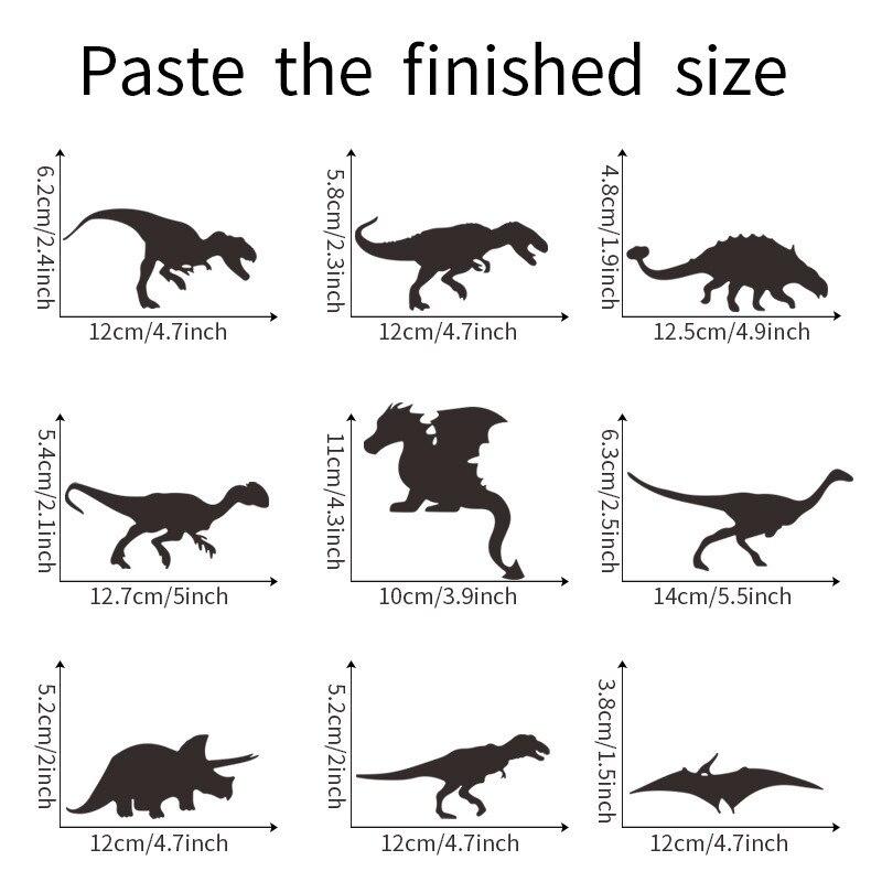 1 Set Black Dinosaur Silhouette Switch Stickers For Kids Room Bedroom Living Room Diy Cartoon Animal Vinyl Mural Art Wallpaper