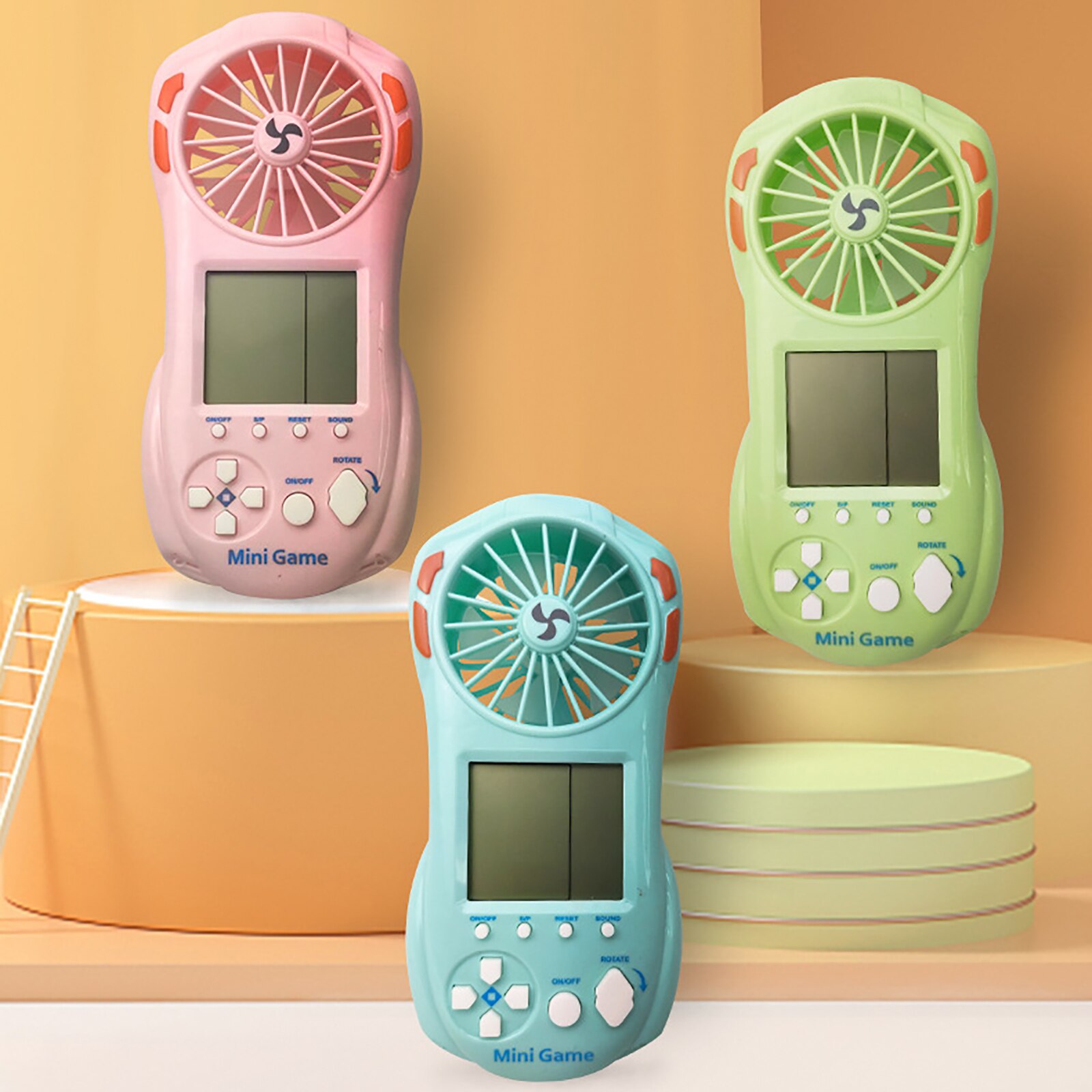 Handheld foldable retro game console with USB fan and color display 23 game console for Kids Adults