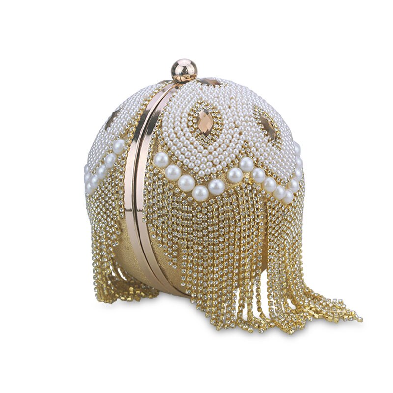 Gouden Diamant Kwastje Vrouwen Party Metalen Kristal Koppelingen Avondtassen Huwelijk Bruids Zak Schouder Handtas Polsbandjes Clutch Purse