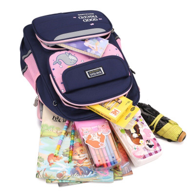 Moda dos desenhos animados bonito das crianças mochila de alta capacidade escola primária menino menina carga-reduzindo respirável oxford pano mochila