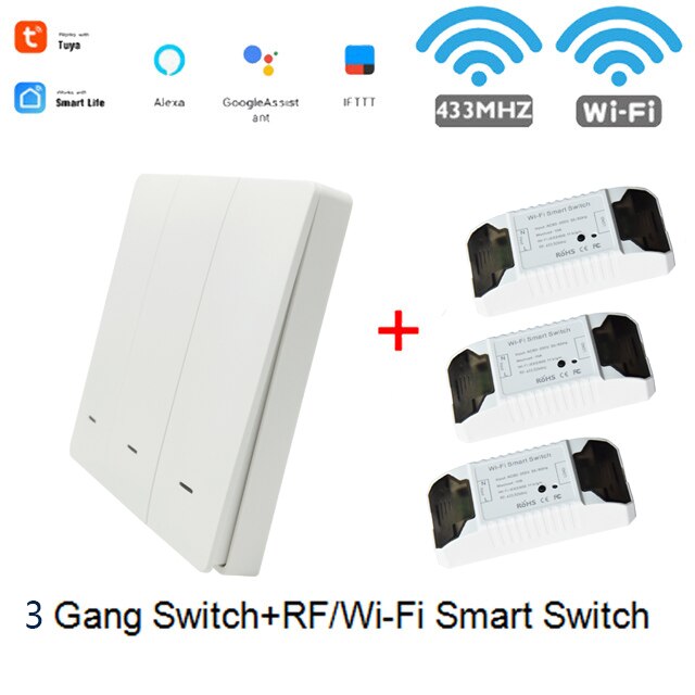 EJLINK Smart Switch Wifi Fernbedienung Smart Home Automation Arbeitet mit Alexa Google Home Drahtlose Licht Schalter DIY Modul: 3 Gang with 3 Switch