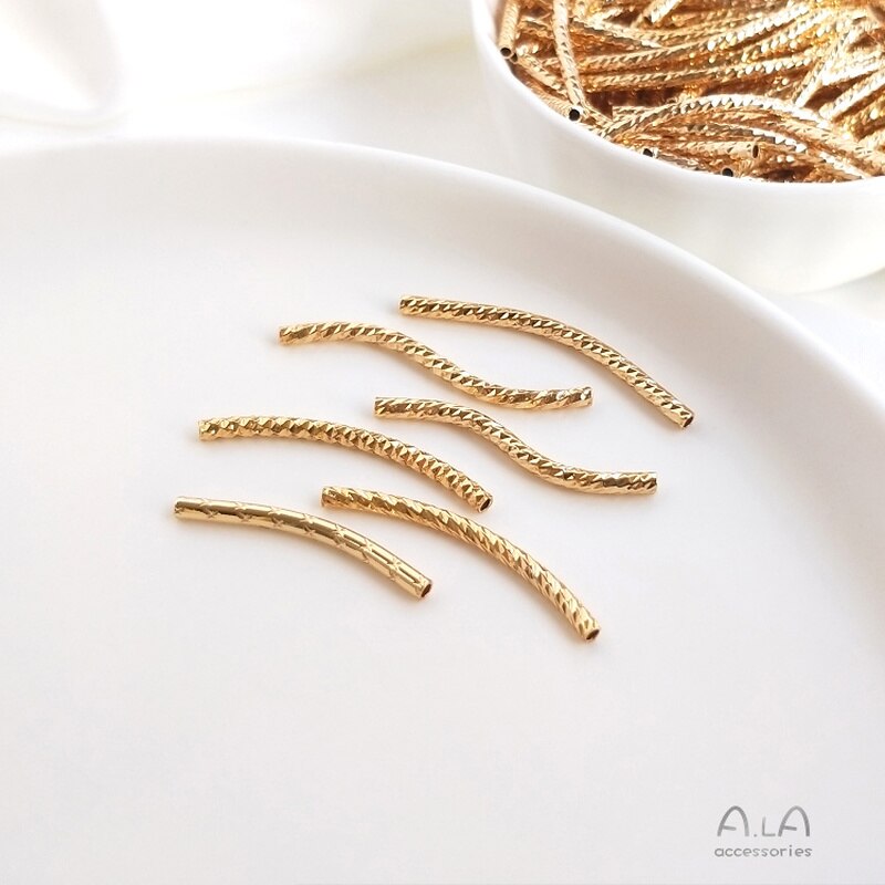 10 Teile/satz 14k Gold Beschichtung Nie Verblassen schneiden Facette Gebogene Rohr S-Förmigen Rohr DIY Handgemachte Armbinde Schnur schmuck Zubehör