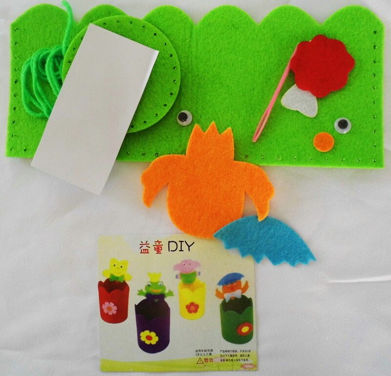 Kit de portalápices de tela para manualidades, 1 unidad por lote, artículos de actividades de fieltro para guardería, Juguetes Educativos de aprendizaje temprano, juegos de rompecabezas