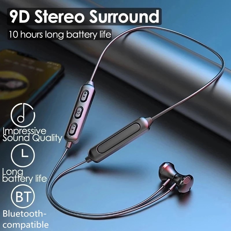 Magnetische Draadloze Bluetooth 5.0 Oortelefoon Nekband Stereo Sport Headset Handsfree Oordopjes Hoofdtelefoon Met Microfoon Voor Alle Telefoons