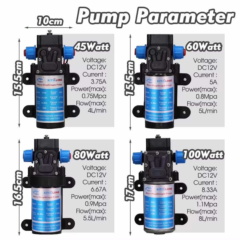 45/60/80/100W Water Pressure Diaphragm Self-priming Pump with 110-240V Power Supply Kit Garden Irrigation Agriculture Watering