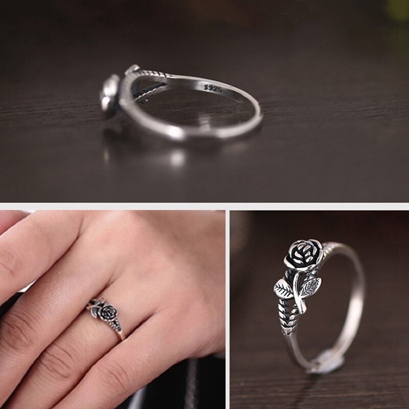 Zilver Kleur Rose Bloem Ringen voor Vrouwen Lover Engagement Romantische Mode Sieraden Plant Bloem Ring