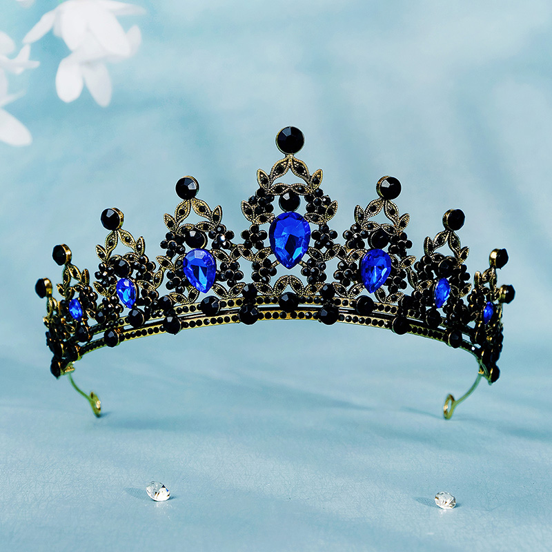 Mode Zwart Kristal Haar Kroon Voor Vrouwen Prom Gouden Kleur Tiara 'S En Kronen Haaraccessoires Bruids Haar Sieraden: YELLOW