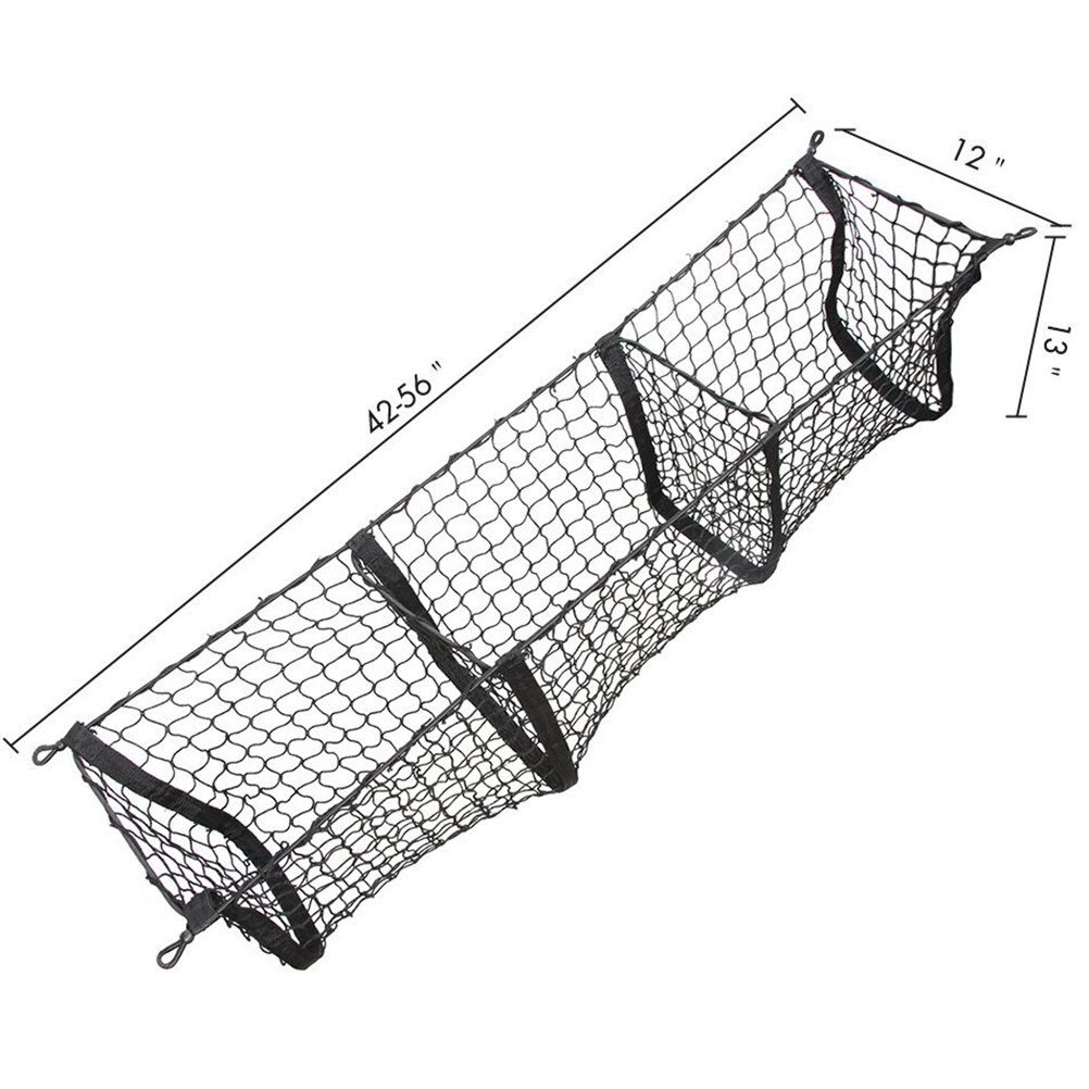 112cm Three Pocket Trunk Cargo Organizer Storage Net Heavy Duty Cargo Net for Car SUV Pickup Truck Bed Durable Expandable Mesh: Default Title