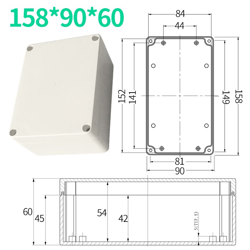Waterproof Electrical Cable Junction Box Project Enlcosure Case 158*90*60mm with UK2.5B Din Rail Terminal Blocks M16 Cable gland: Blank box