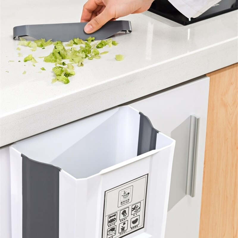10L Kitchen Folding Trash Can Bin with Garbage Bag Holder Rack Recycle Dustbin Rubbish Waste Container Kitchen Cabinet Organizer