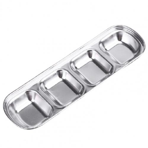 Disque de trempage pour Barbecue en acier inoxydable, assiette à Sauce, plat d&#39;assaisonnement, outil de cuisine: Silver 4 Grid