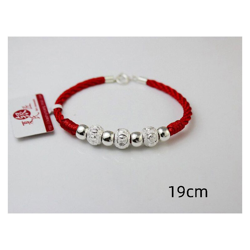 La Monada Bead Red Thread For Hand 925 Sterling Silver Bracelet Red Thread String Rope Bracelets For Women Silver 925 Couple: red19cm