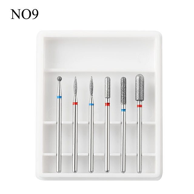 6 unids/set manicura uñas taladro eléctrico Kit de uñas de piedra de corindón cortadores polaco manicura Accesorios: 9