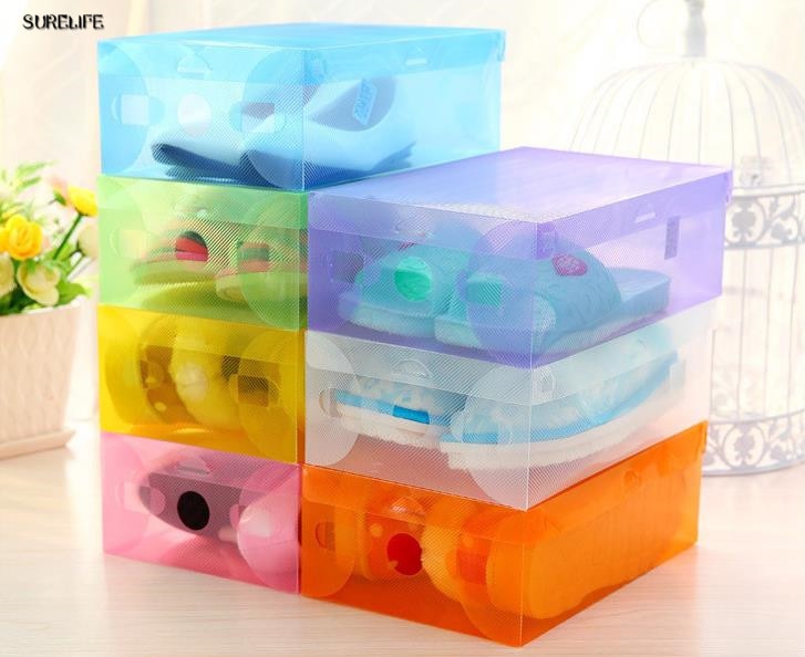 5 stuks opbergdoos voor schoenen van doorzichtig plastic voor kinderen/dames/heren, opvouwbare ladekast voor het opbergen van schoenen van dames