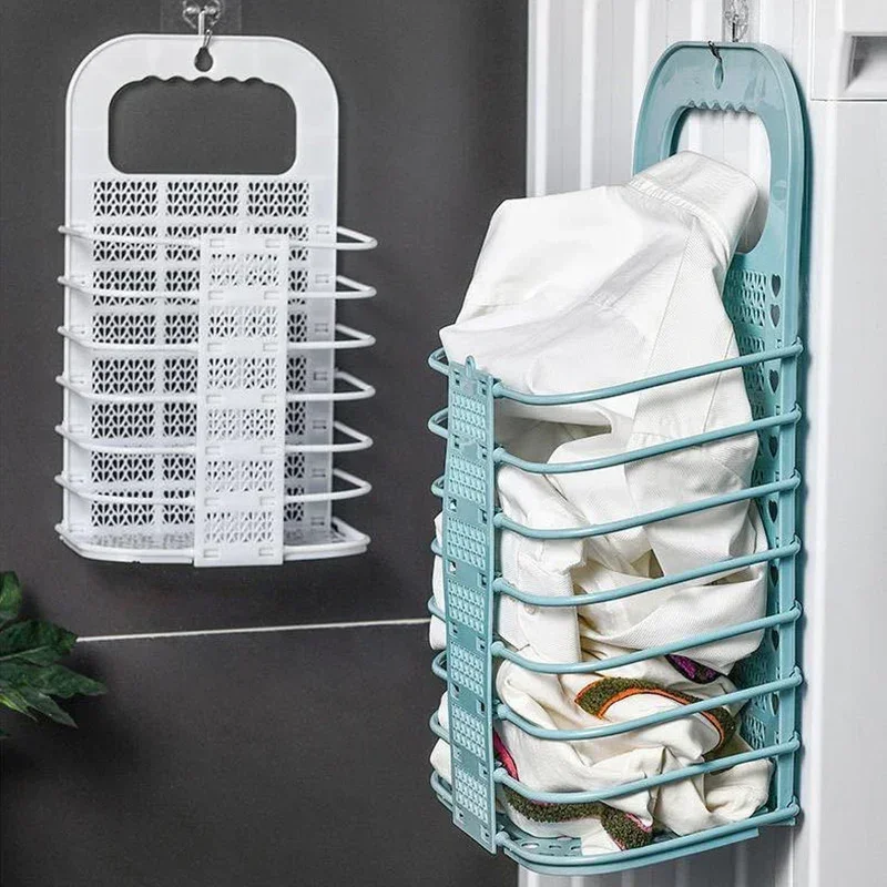 Cesta de lavandería plegable, cesta de almacenamiento de ropa sucia, baño montado en la pared, organizador de lavandería multifuncional, herramienta de almacenamiento sucio