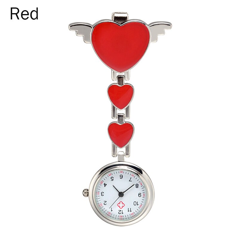 Relojes diales de bolsillo para enfermera, broche redondo de cuarzo con banda de Ángel, relojes colgantes para Doctor TT @ 88: Rojo