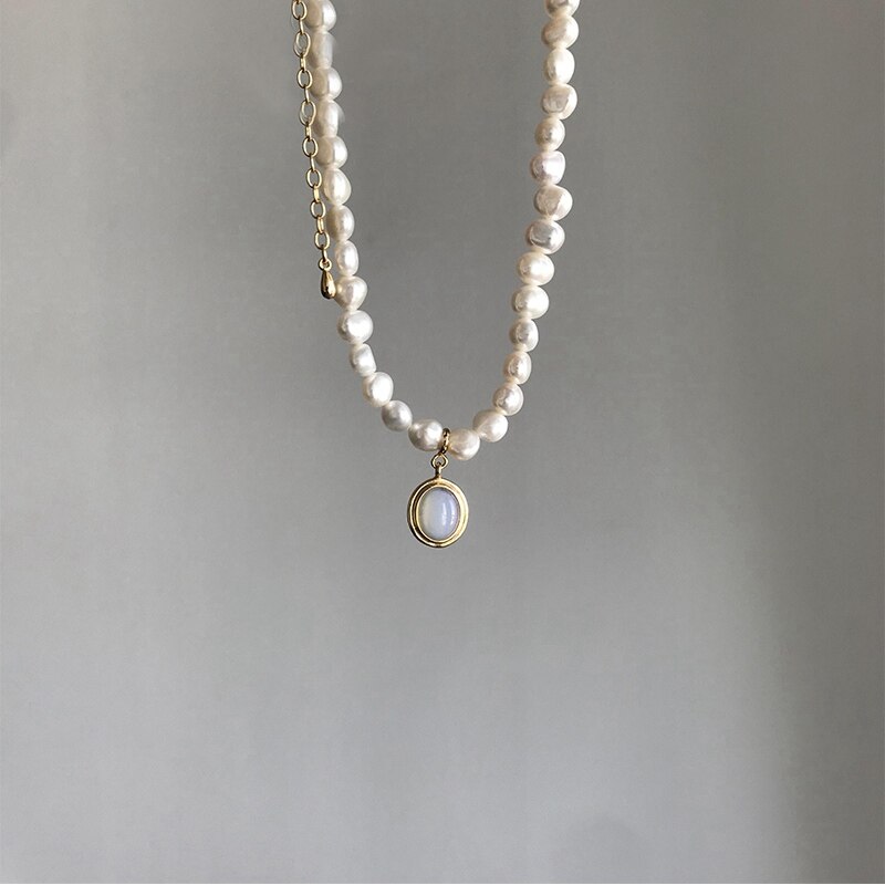 MENGJIQIAO Japan Baroco stil Jahrgang Süßwasser Perle Halsband Halskette Für Frauen Mädchen Elegante Opal Collares Schmuck Kolye