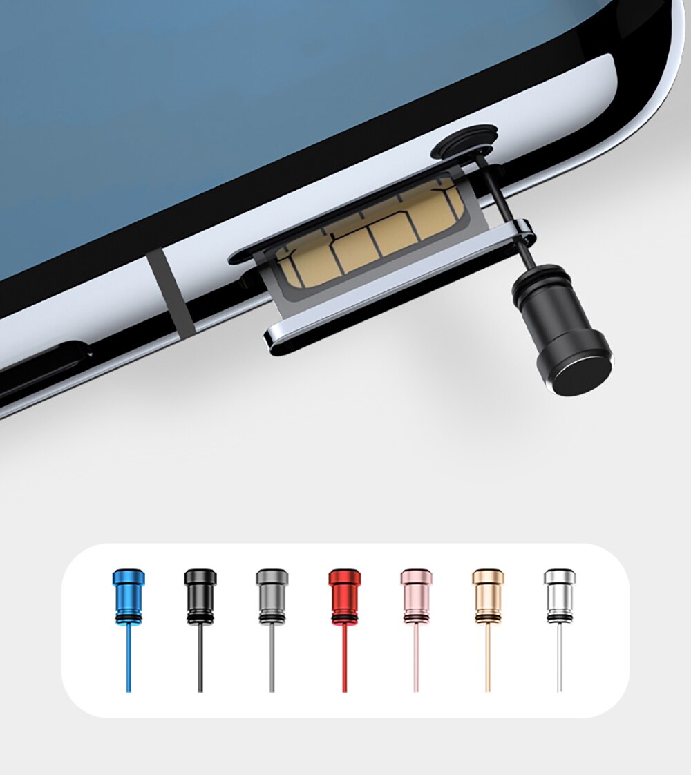 Type C Plug Dust Plug 3.5mm Earphone Jack Sim Card USB Type-C Anti Dust Plug For Samsung S10 S9 S8 Note 8 9 Huawei P10 P20 P30