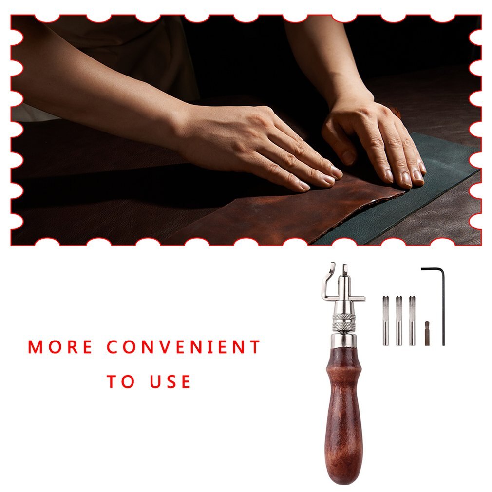 7 In 1 Trencher Diy Handmade Tools Multifunctional Adjustable Edger Leather Edge Line Punch Device Belt Puncher Set 132x23mm