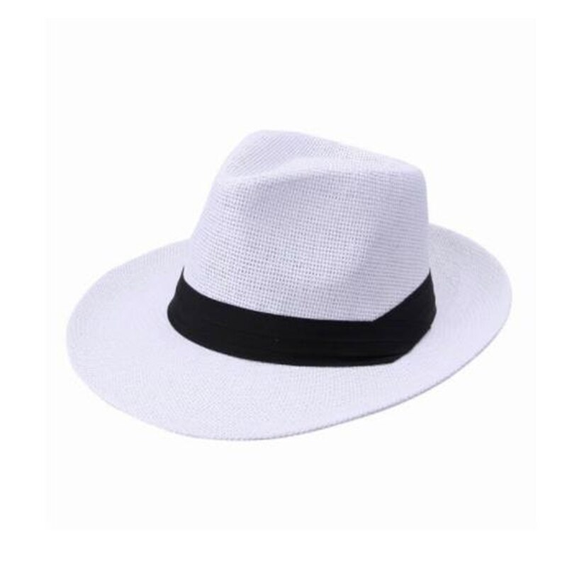Gorra de paja de ala ancha Unisex, nueva , sombrero Casual de playa de ala grande, sombrero de playa de verano hecho a mano para hombres y mujeres: white