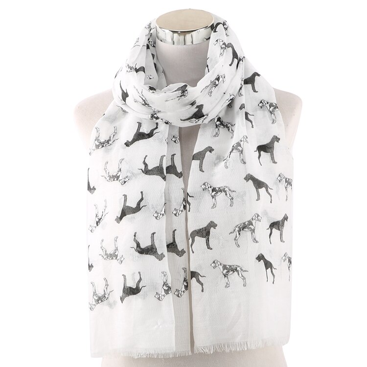 FOXMOTHER Neue Weiß Rosa Dalmatiner Schals Foulard Femme Bufanda Mujer Hund Schals Frauen Hund Liebhaber Mama: Weiß