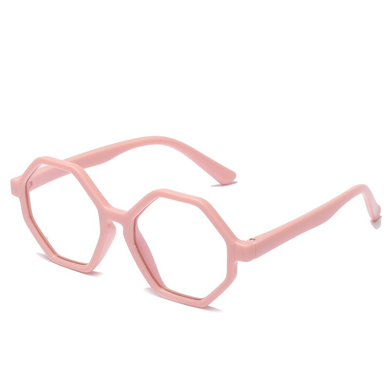 Sześciokątne okulary dla dzieci niebieskie światło okulary blokujące chłopcy dziewczęta komputerowe przezroczyste okulary dziecięce oprawki na okulary UV400: różowy