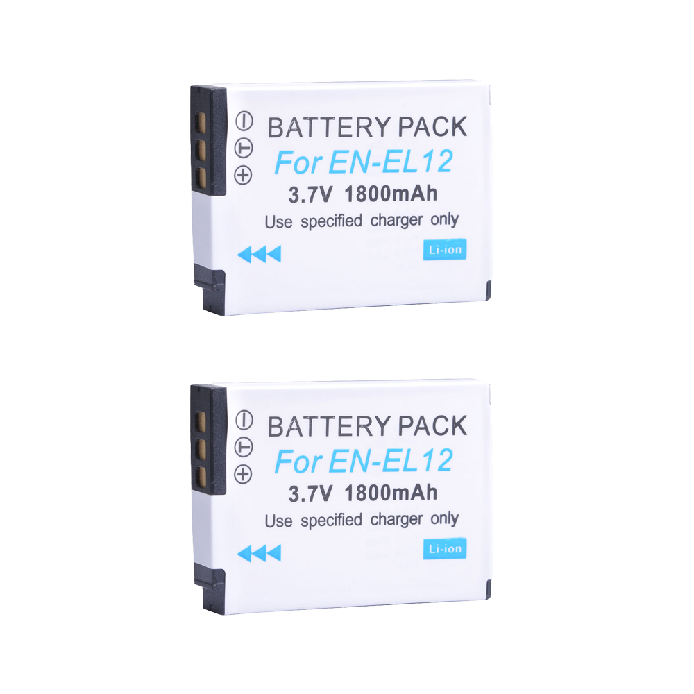Batería EN-EL12 ENEL12 + cargador con puerto tipo C para Nikon Coolpix S9700 S9500 S9400 S9300 S9100 S8200: Negro
