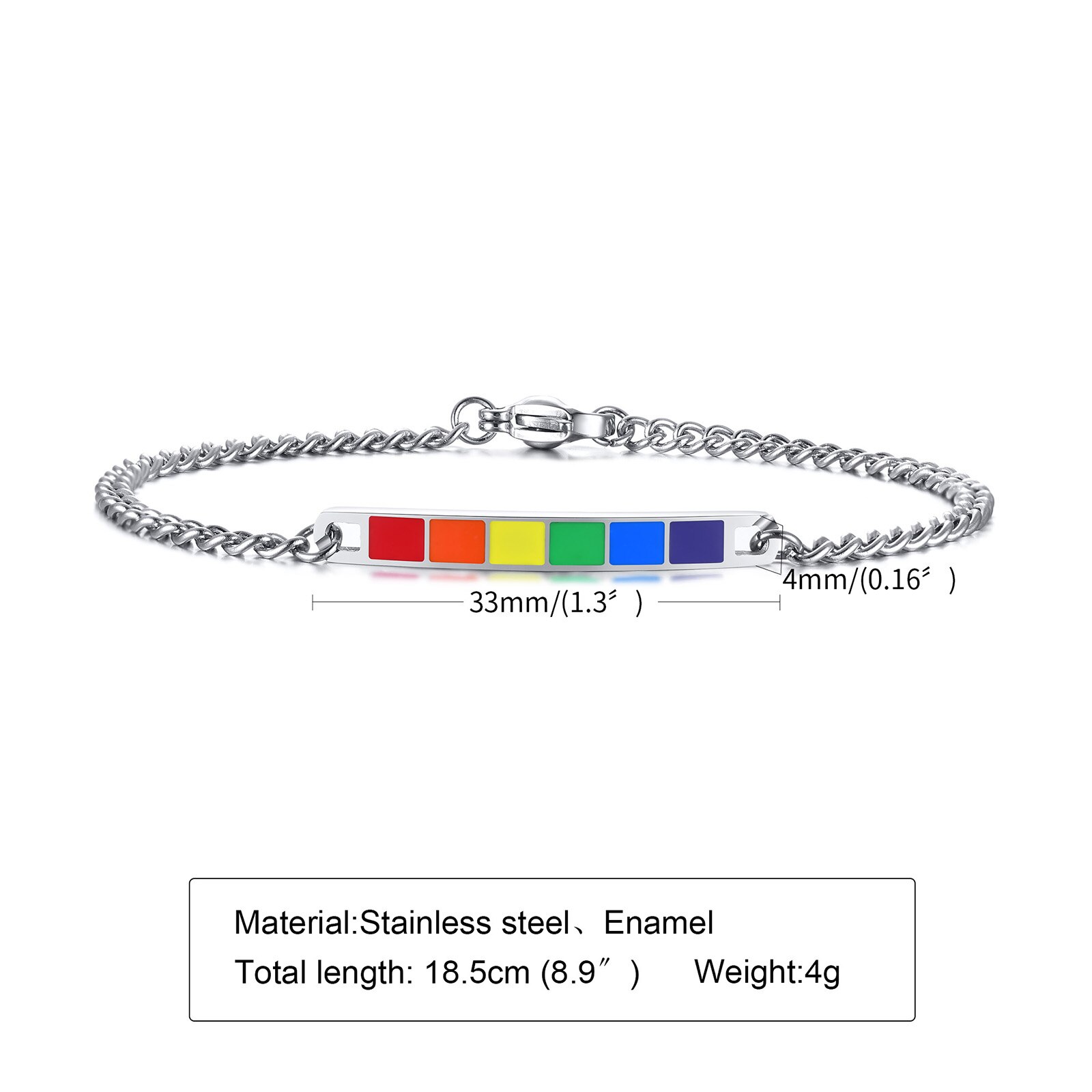 Edelstahl Stolz Regenbogen LGBT Armbinde, Lesben Homosexuell Emaille Armbinde für Frauen Männer unisex