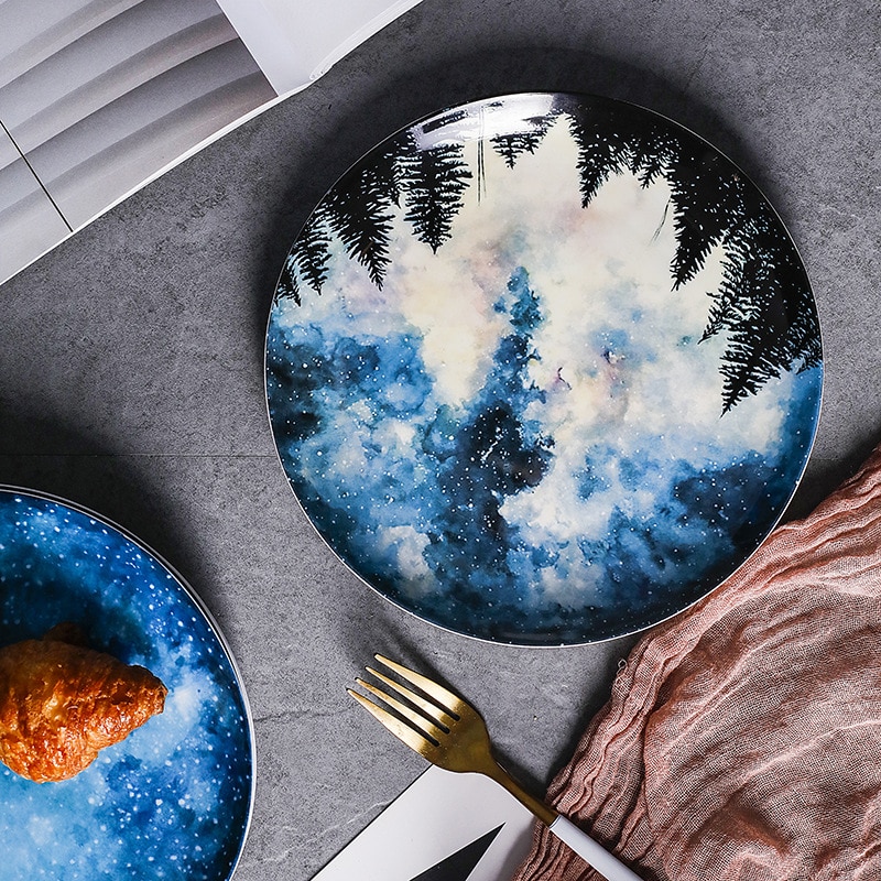 8 Inch China Breakfast Plate Steak Plates Plate Fruit Plate Platter Star Bone China Plate (TRK1)