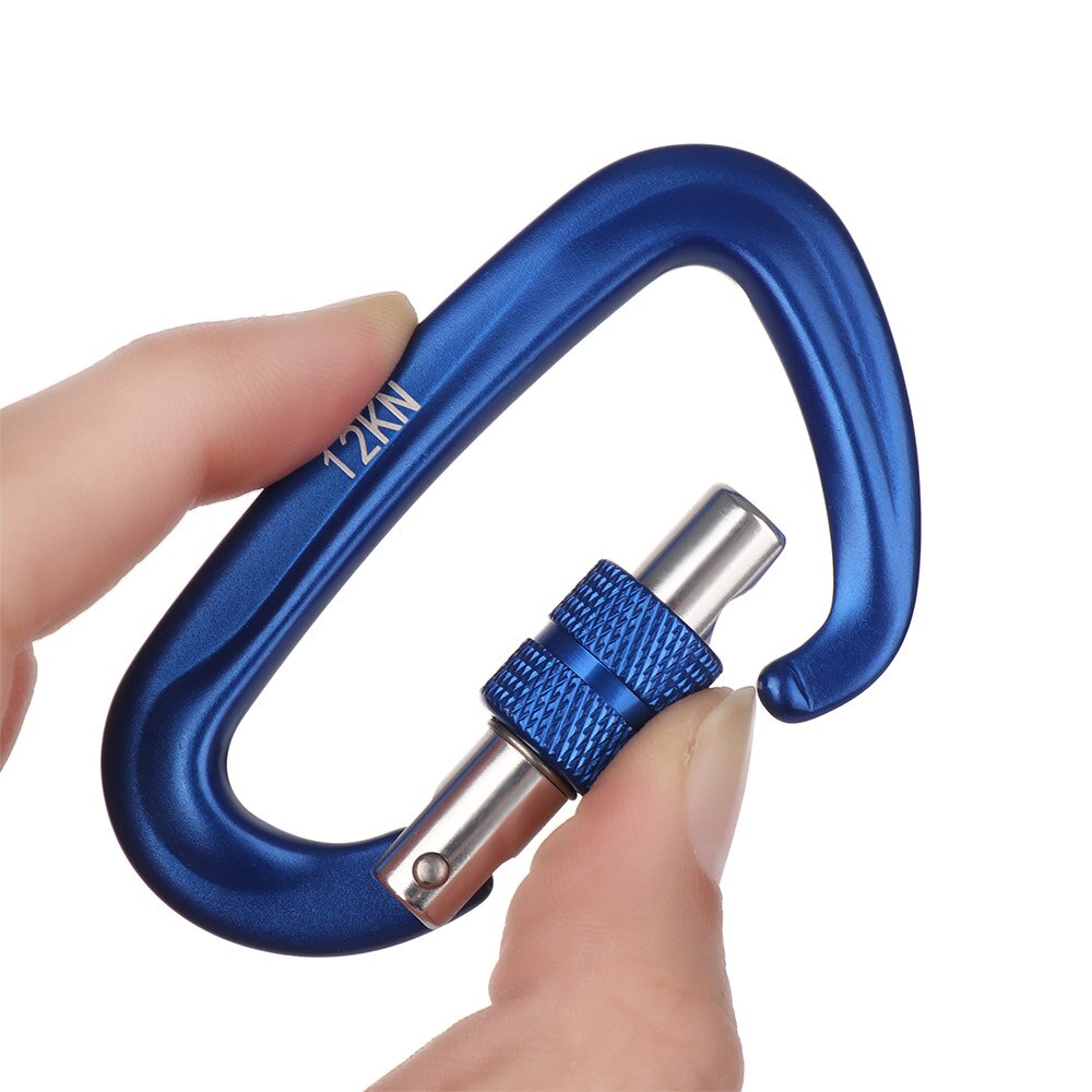 Mosquetón de , ganchos para llaves de escalada, forma de D, cerradura maestra de seguridad de aluminio, herramienta para escalar al aire libre, 12/25KN