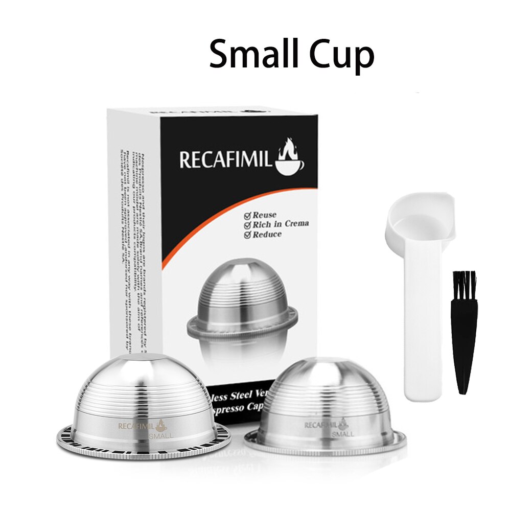 Stainless Steel Refillable Reusable Coffee Pod Set for Espresso Compatible for Nespresso Vertuo Capsule Pod Vertuoline GCA1 70ml