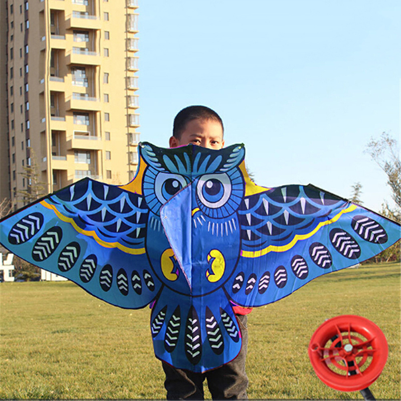 110 Cm Flying Kite Kleurrijke Cartoon Uil Met Kite Line Kids Outdoor Speelgoed