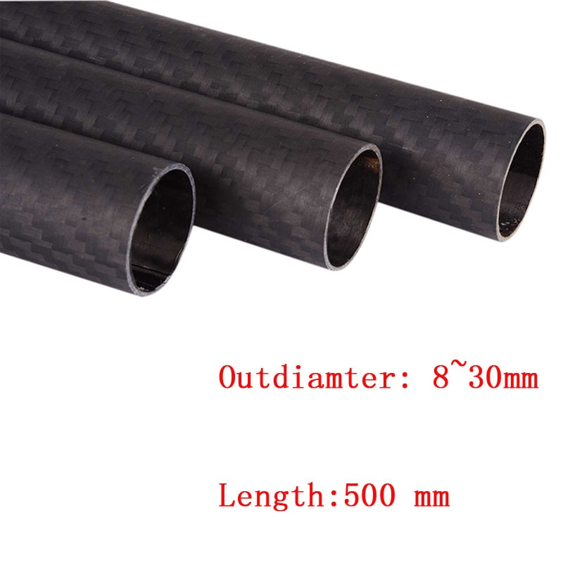 1pcs 3K Carbon Fiber tube pipe Length 500mm OD 8*6 8*10 12*10 16*14 20*18 22*20 25*23 30*28 mm 18*20*500 Matte for RC diy part