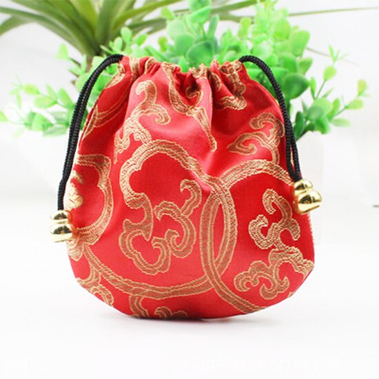 Silk Drawstring Pouch Drawstring Ethnic Style Jewelry 1 Pcs Bags Embroidery Jewellery Pouch Brocade Box Small Trick Colorful: Red