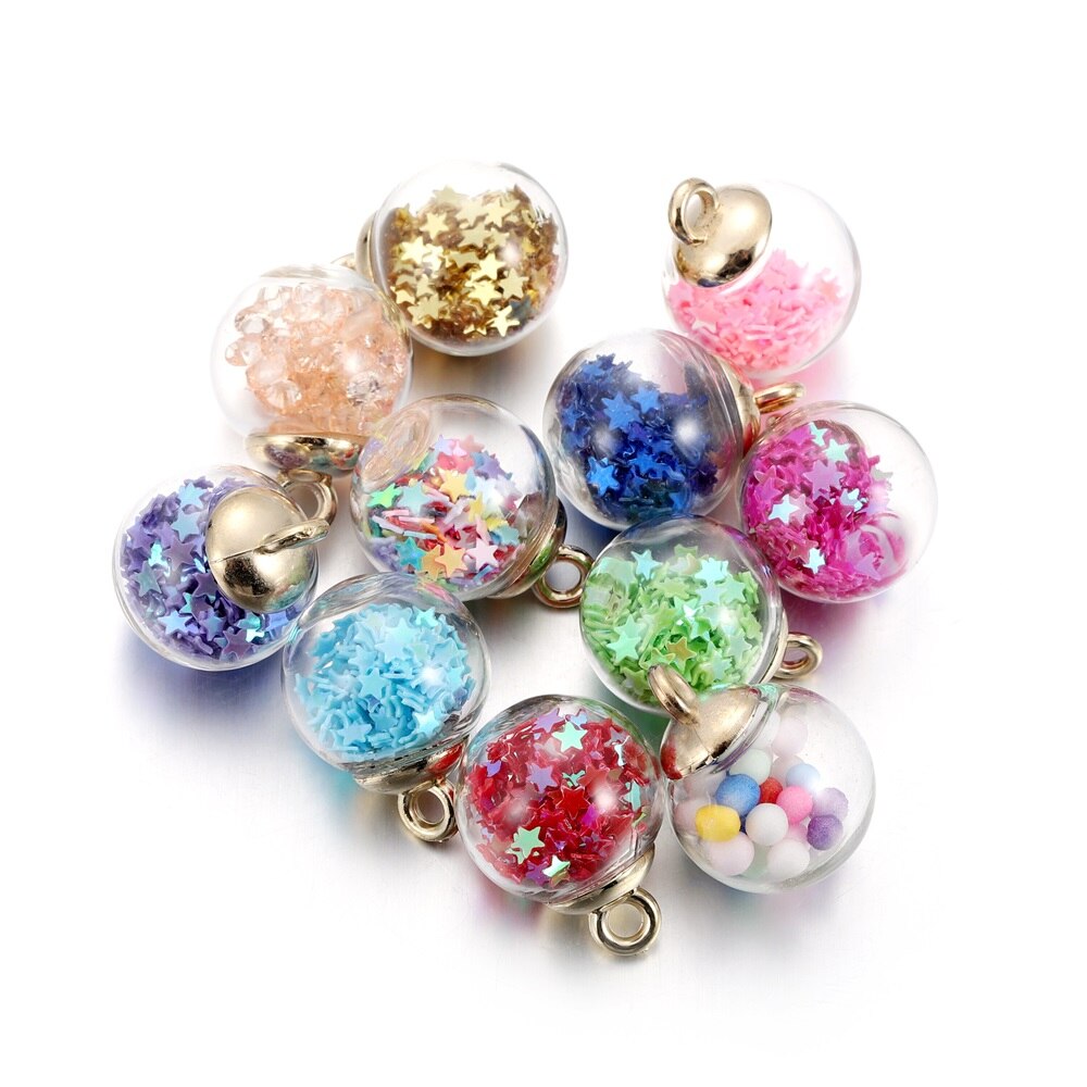 10 Uds. De cuentas de estrella de bola transparente de cristal de 16mm, dijes de lentejuelas, colgante para pulsera, collar, accesorios para hacer joyería DIY