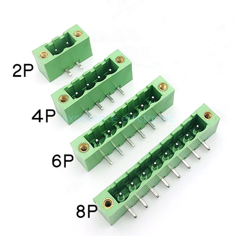 5sets 5.08mm Pluggable PCB Screw Terminal Block Connector 5.08 2/3/4/5/6/7/8P Male/Female Straight Curved Needle Whit Flange