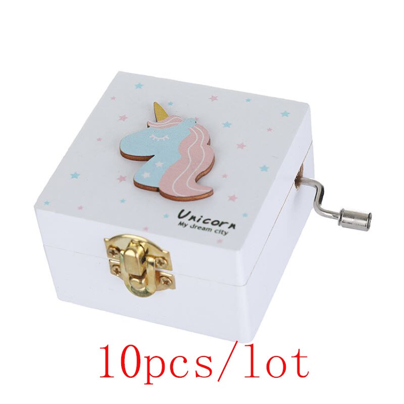 Caja Musical de madera para niños y niñas, 10 Uds., caja de de recuerdo de cumpleaños