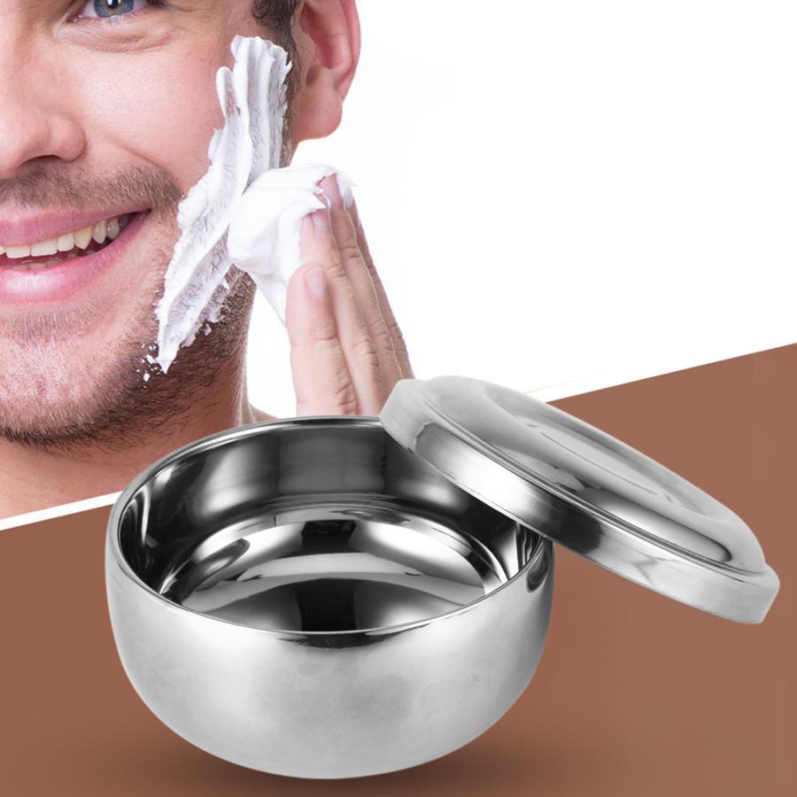 Shaving Soap Bowl Men Wet Shaving Cup for Classic Safety Razor soap Bowl Silver Metal Face Cleaning lid Shave Brush care Tools