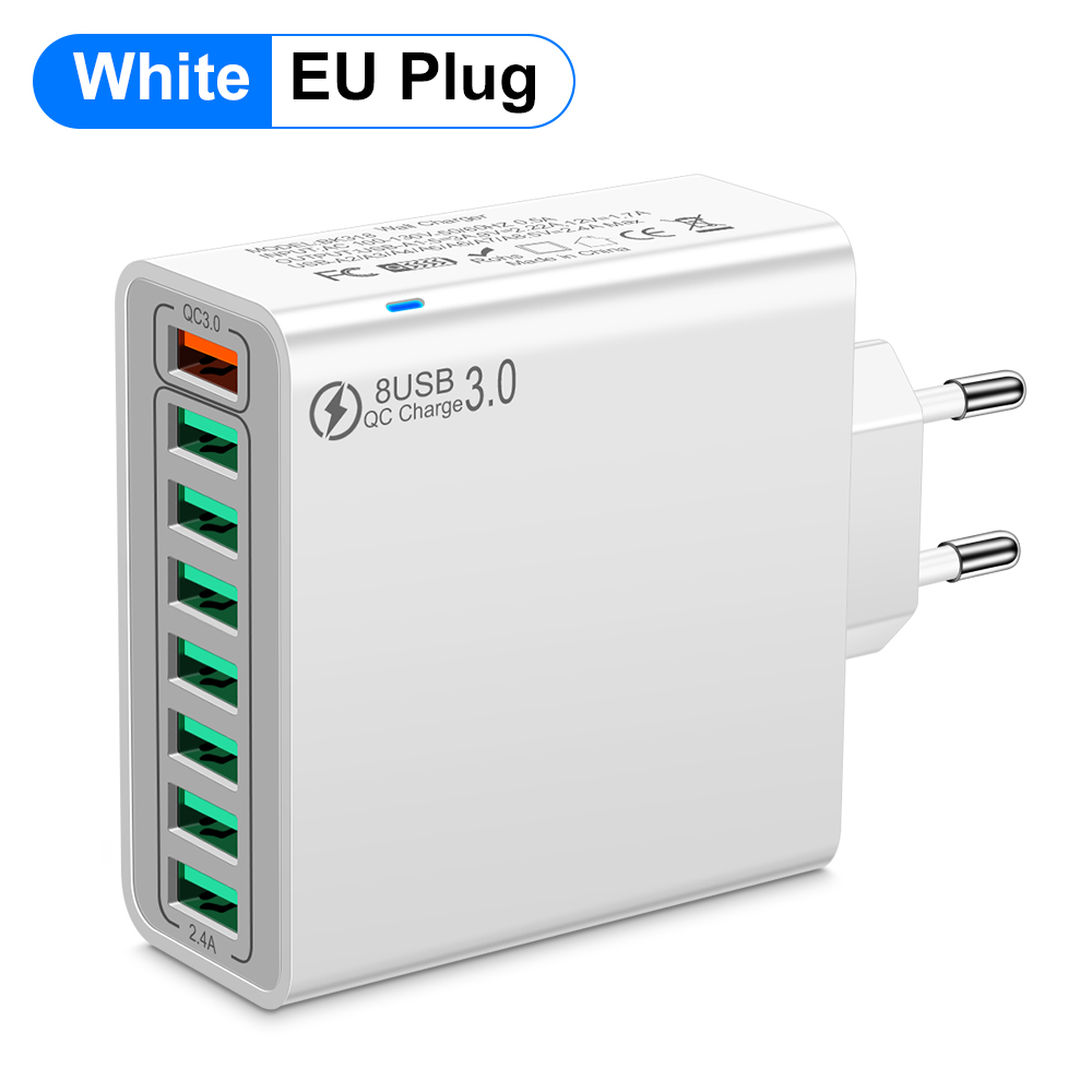 Total 100W 8 Ports charge rapide USB chargeur mural QC3.0 adaptateur de téléphone Portable Portable pour iPhone Huawei Samsung Xiaomi: IL