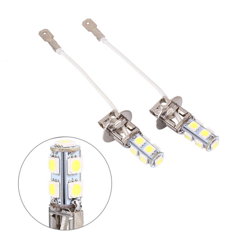 2x H3 H1 LED Lamp - 6000K Wit - 9SMD 5050 - Vervanging Mistlamp & DRL