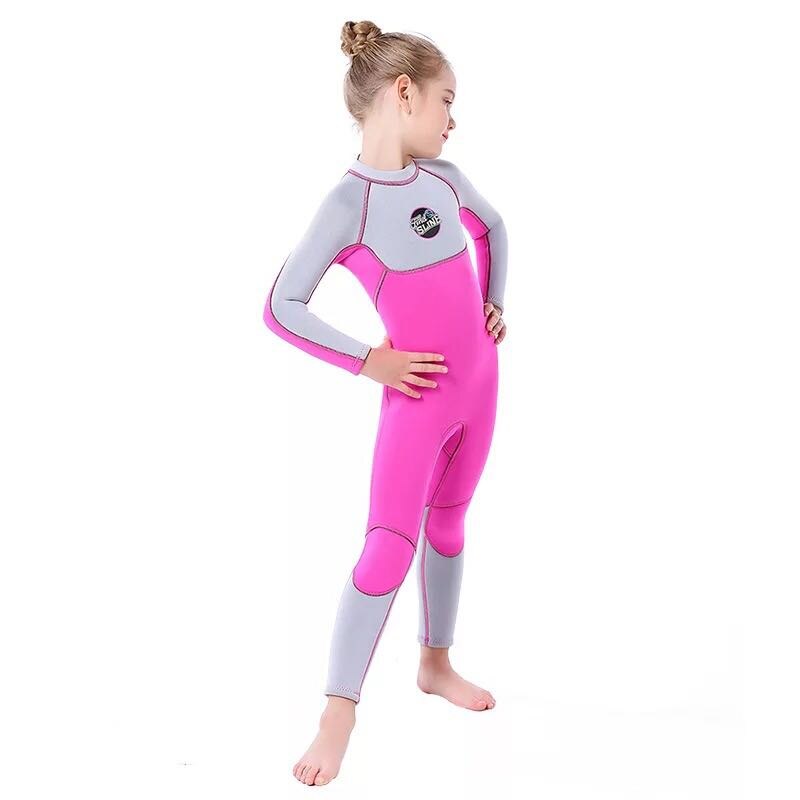 Trajes de neopreno SLINX de manga larga para niños, trajes de buceo para niñas, protectores contra sarpullidos de una pieza