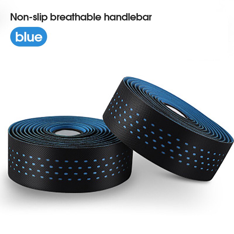 6 kleuren racefiets stuurlint racefiets stuurlint band antislip fietsaccessoires reflecterende geleiding met plug: Blauw
